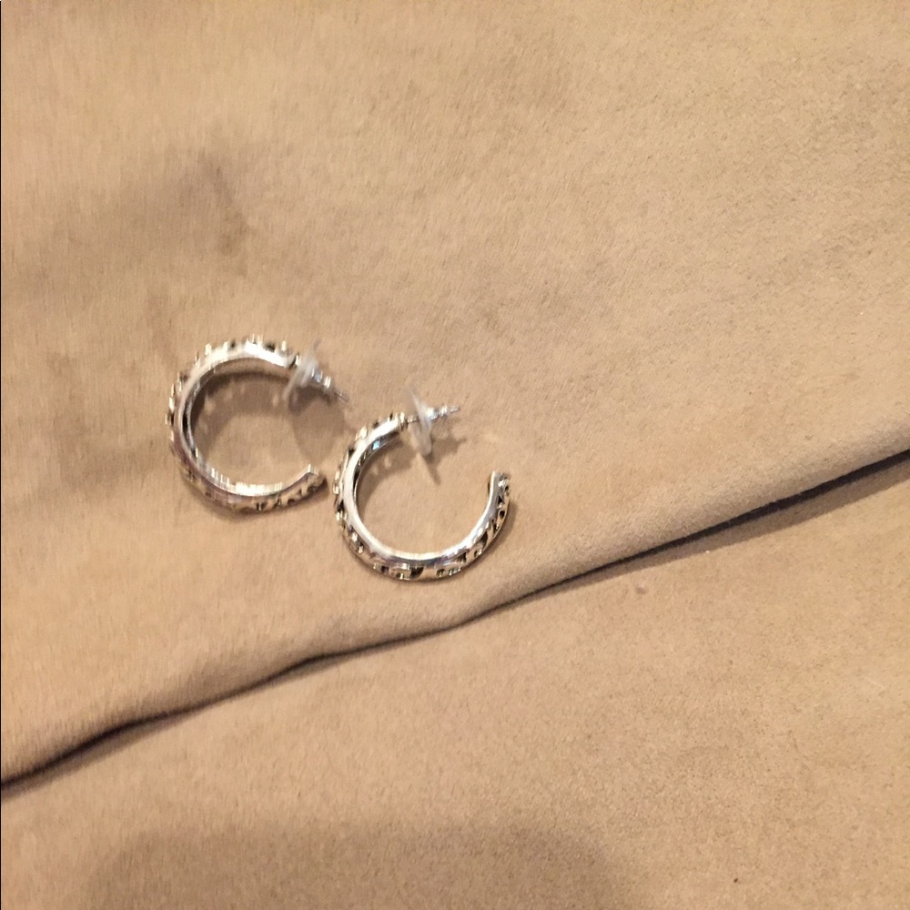 Hoop Earrings, silver tone,   New